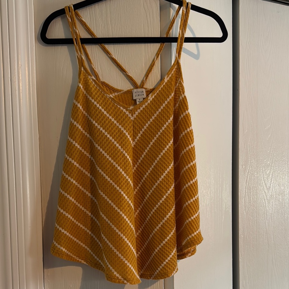 Gold Sleeveless Crop Camisole with Chevron Pattern